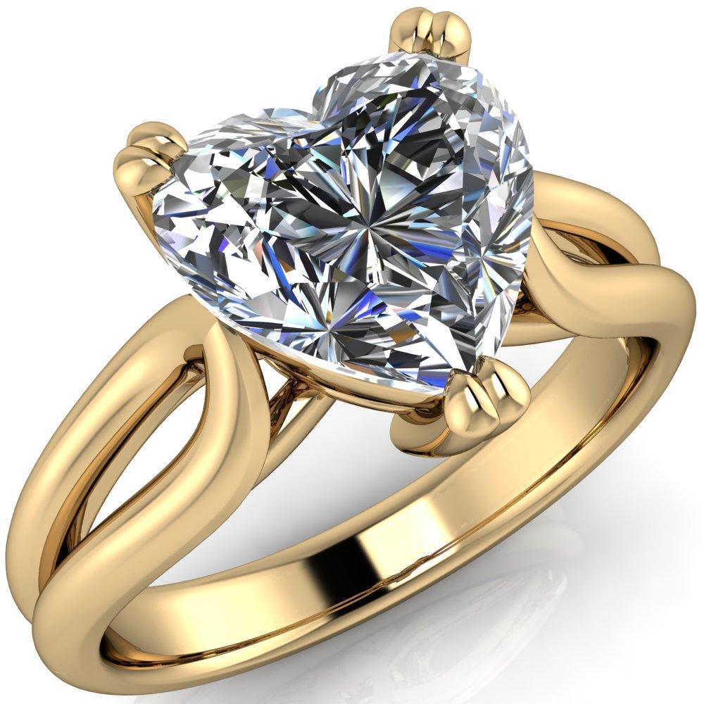 Martha Heart Moissanite 3 Prong Split Shank Engagement Ring-Custom-Made Jewelry-Fire & Brilliance ®