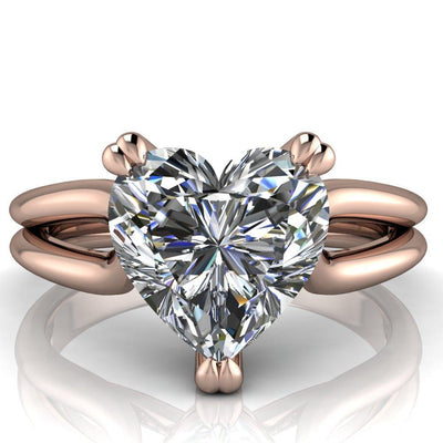 Martha Heart Moissanite 3 Prong Split Shank Engagement Ring-Custom-Made Jewelry-Fire & Brilliance ®