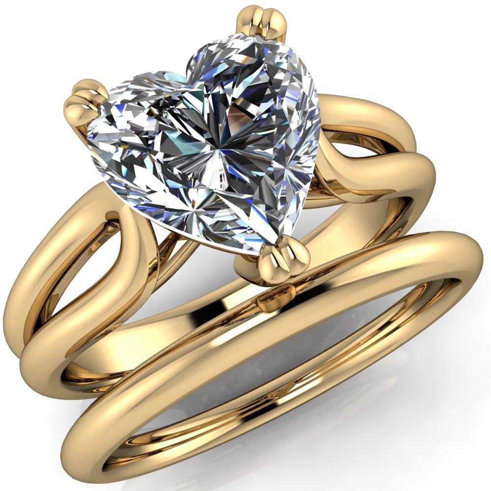 Martha Heart Moissanite 3 Prong Split Shank Engagement Ring-Custom-Made Jewelry-Fire & Brilliance ®