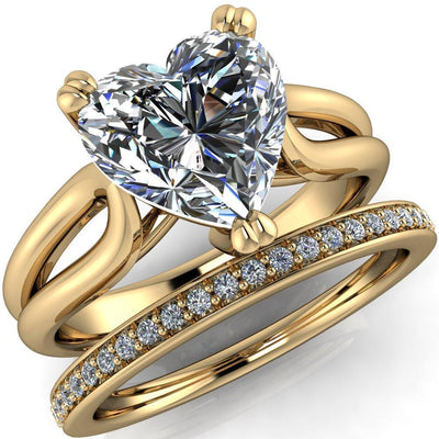 Martha Heart Moissanite 3 Prong Split Shank Engagement Ring-Custom-Made Jewelry-Fire & Brilliance ®