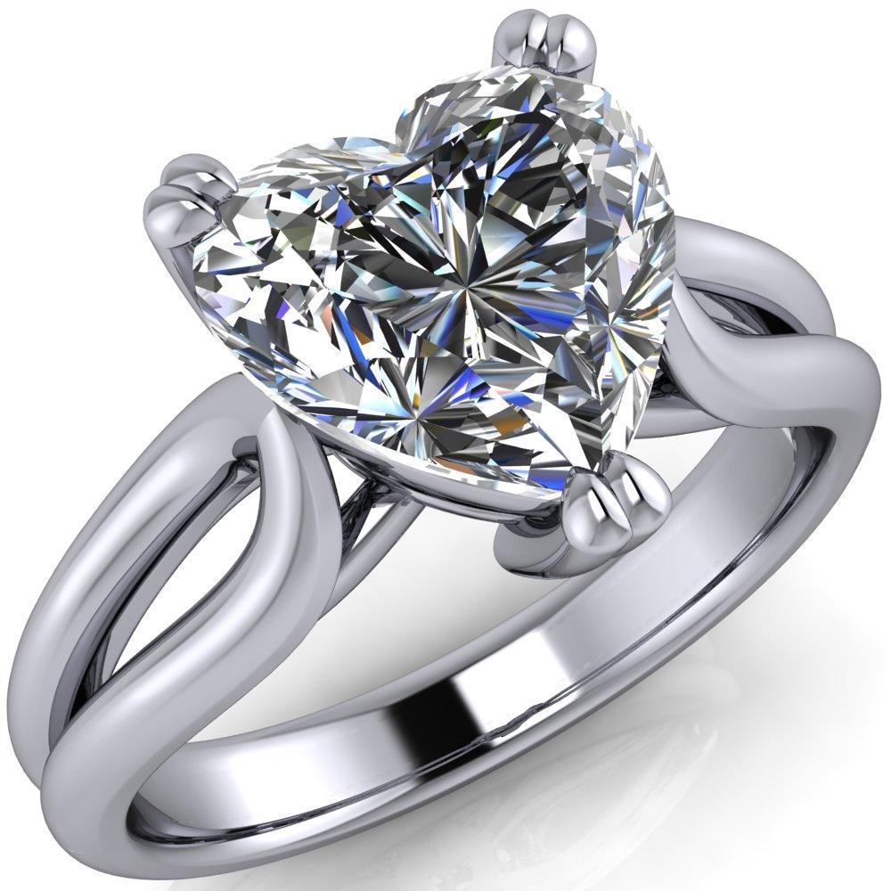 Martha Heart Moissanite 3 Prong Split Shank Engagement Ring-Custom-Made Jewelry-Fire & Brilliance ®