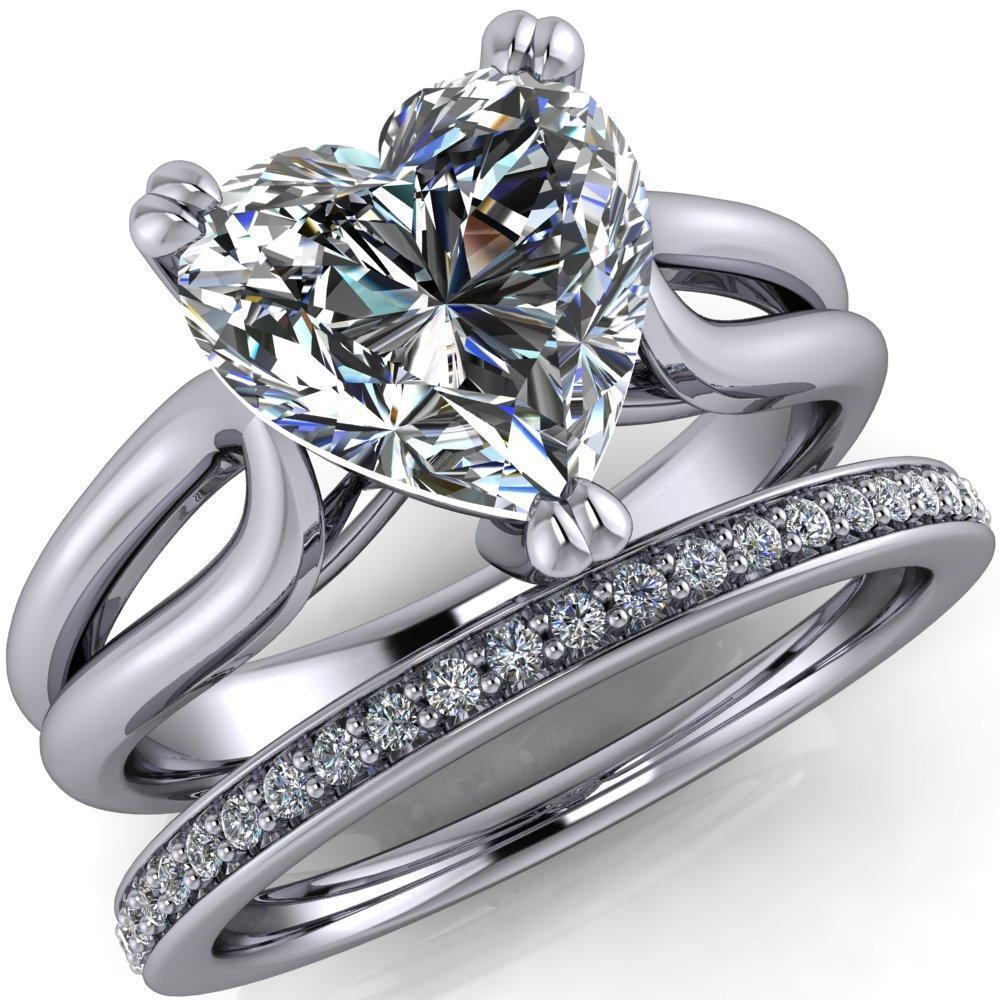 Martha Heart Moissanite 3 Prong Split Shank Engagement Ring-Custom-Made Jewelry-Fire & Brilliance ®