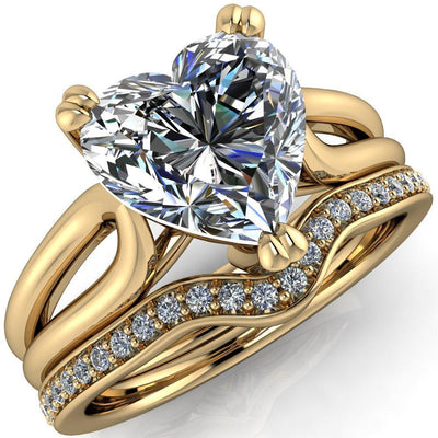 Martha Heart Moissanite 3 Prong Split Shank Engagement Ring-Custom-Made Jewelry-Fire & Brilliance ®
