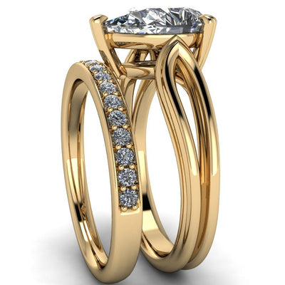 Martha Pear Moissanite 4 Prong Split Shank Engagement Ring-Custom-Made Jewelry-Fire & Brilliance ®