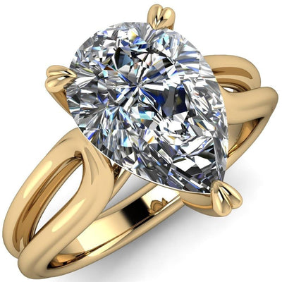 Martha Pear Moissanite 4 Prong Split Shank Engagement Ring-Custom-Made Jewelry-Fire & Brilliance ®