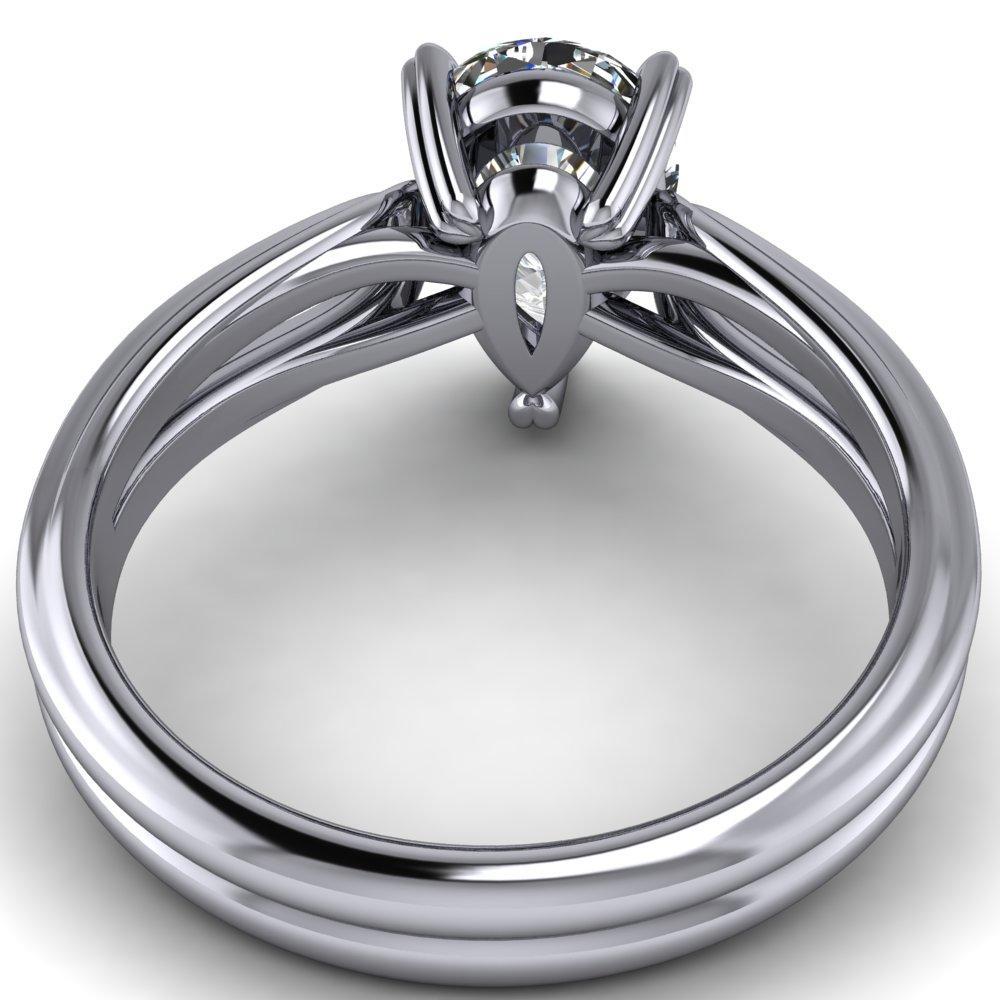 Martha Pear Moissanite 4 Prong Split Shank Engagement Ring-Custom-Made Jewelry-Fire & Brilliance ®