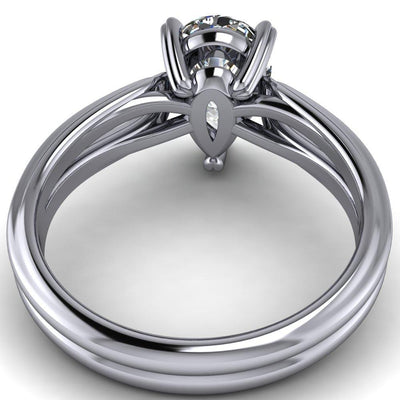 Martha Pear Moissanite 4 Prong Split Shank Engagement Ring-Custom-Made Jewelry-Fire & Brilliance ®