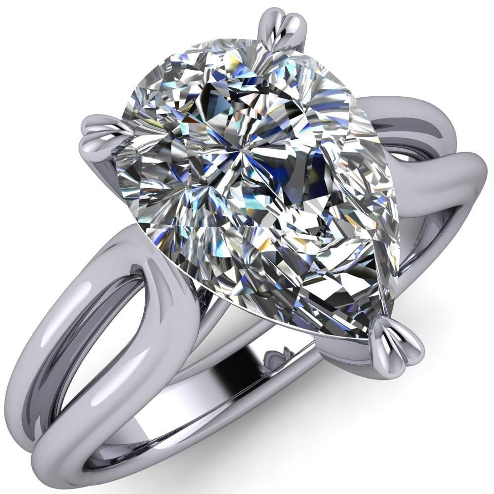 Martha Pear Moissanite 4 Prong Split Shank Engagement Ring-Custom-Made Jewelry-Fire & Brilliance ®