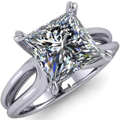 Martha Princess/Square Moissanite 4 Prong Split Shank Engagement Ring-Custom-Made Jewelry-Fire & Brilliance ®