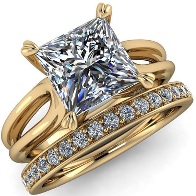 Martha Princess/Square Moissanite 4 Prong Split Shank Engagement Ring-Custom-Made Jewelry-Fire & Brilliance ®