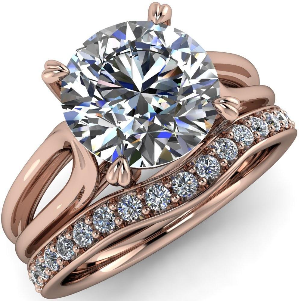 Martha Round Moissanite 4 Prong Split Shank Engagement Ring-Custom-Made Jewelry-Fire & Brilliance ®