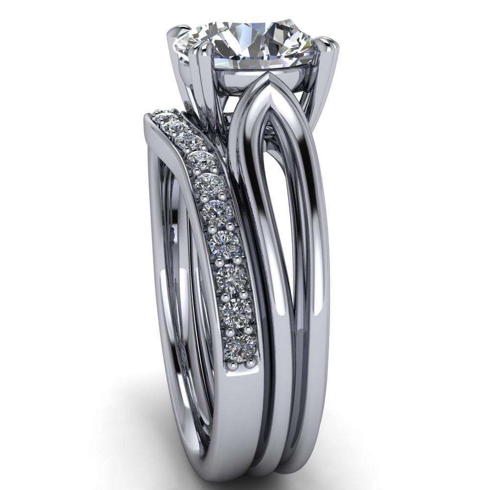 Martha Round Moissanite 4 Prong Split Shank Engagement Ring-Custom-Made Jewelry-Fire & Brilliance ®