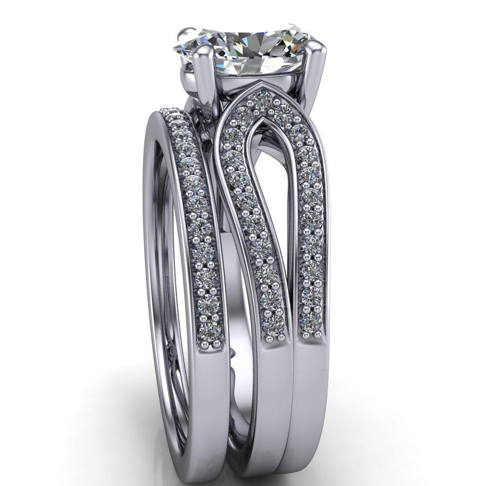 Masquera Oval Moissanite Side Loop 4 Prong Ring-Custom-Made Jewelry-Fire & Brilliance ®
