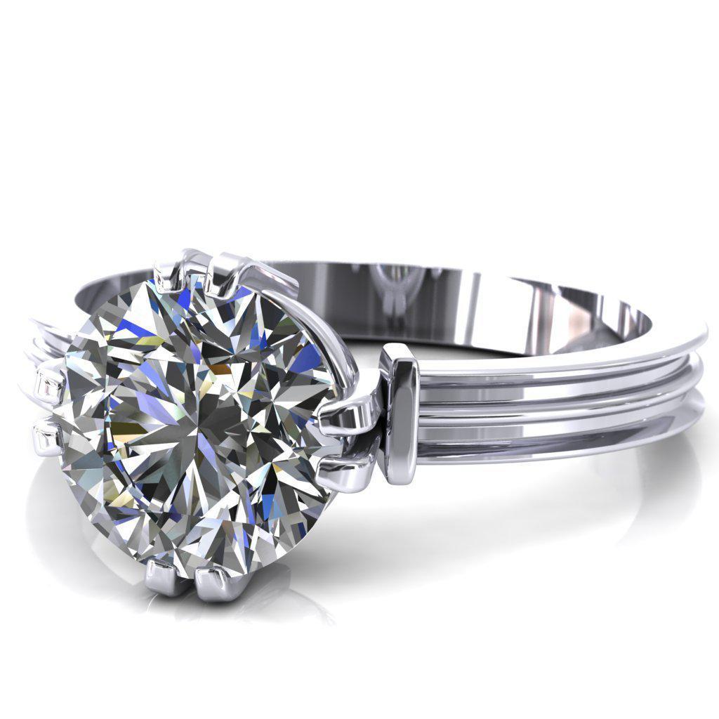 Matilda Round Moissanite Double Prong Triple Ridge Vintage Texture Band Ring-Custom-Made Jewelry-Fire & Brilliance ®
