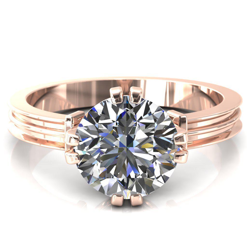 Matilda Round Moissanite Double Prong Triple Ridge Vintage Texture Band Ring-Custom-Made Jewelry-Fire & Brilliance ®