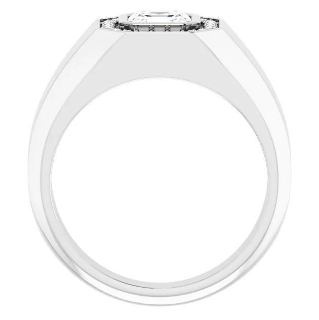 Matthew 6mm Asscher Moissanite Bezel Diamond Channel Halo Ring-FIRE & BRILLIANCE