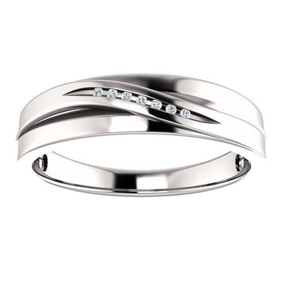 Matthew Round Diamond Tapered Round Slit Band-Wedding and Anniversary Bands-Fire & Brilliance ®