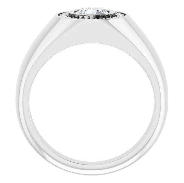 Matthew 6.5mm Round Moissanite Bezel Diamond Channel Halo Ring-FIRE & BRILLIANCE