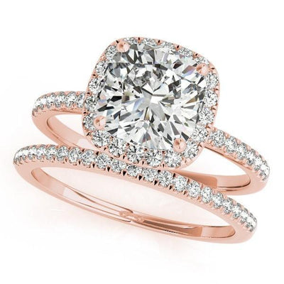 Mattie Cushion Moissanite Diamond Halo Micro Pave Engagement Ring-Custom-Made Jewelry-Fire & Brilliance ®