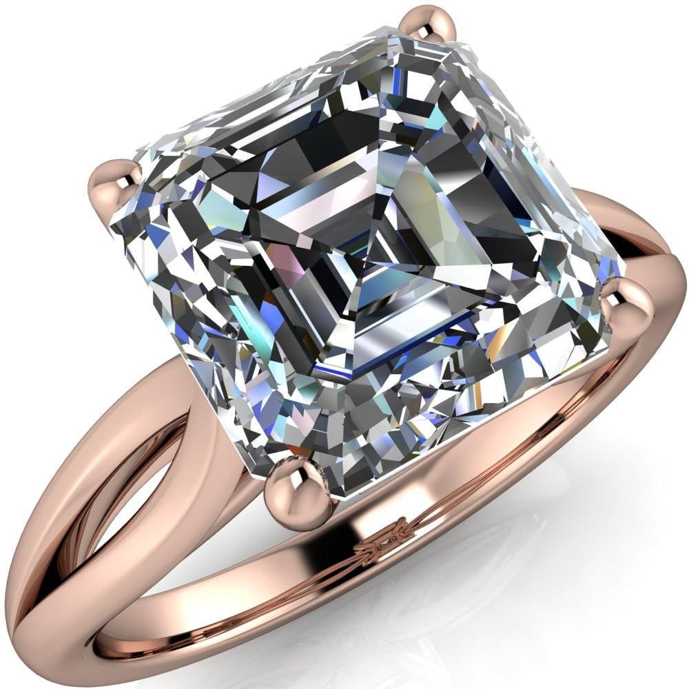 Maxwell Asscher Moissanite 4 Prong Split Shank Engagement Ring-Custom-Made Jewelry-Fire & Brilliance ®