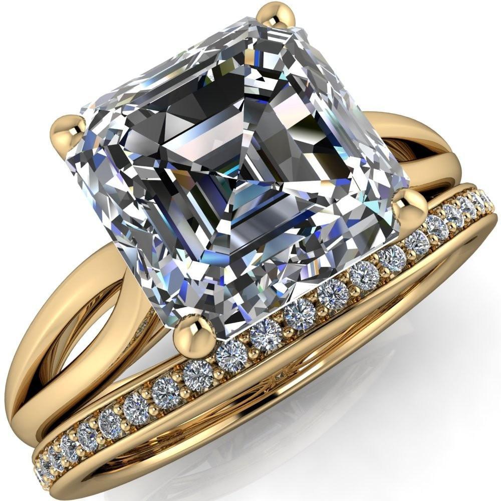 Maxwell Asscher Moissanite 4 Prong Split Shank Engagement Ring-Custom-Made Jewelry-Fire & Brilliance ®