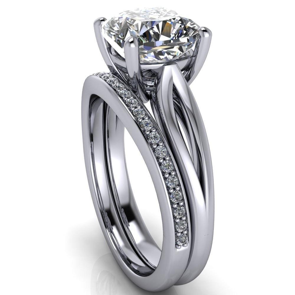 Maxwell Cushion Moissanite 4 Prong Split Shank Engagement Ring-Custom-Made Jewelry-Fire & Brilliance ®