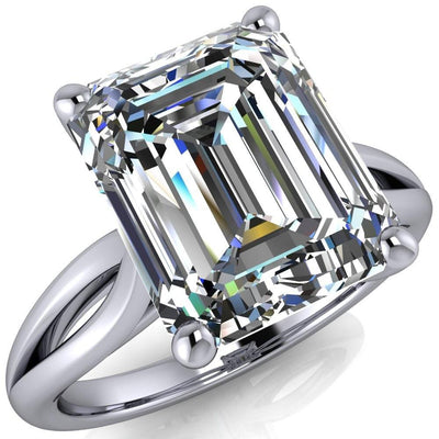 Maxwell Emerald Moissanite 4 Prong Split Shank Engagement Ring-Custom-Made Jewelry-Fire & Brilliance ®