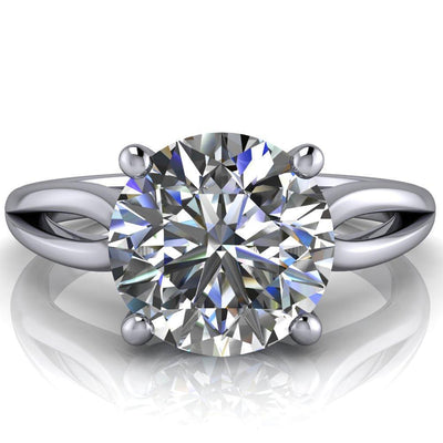 Maxwell Round Moissanite 4 Prong Split Shank Engagement Ring-Custom-Made Jewelry-Fire & Brilliance ®