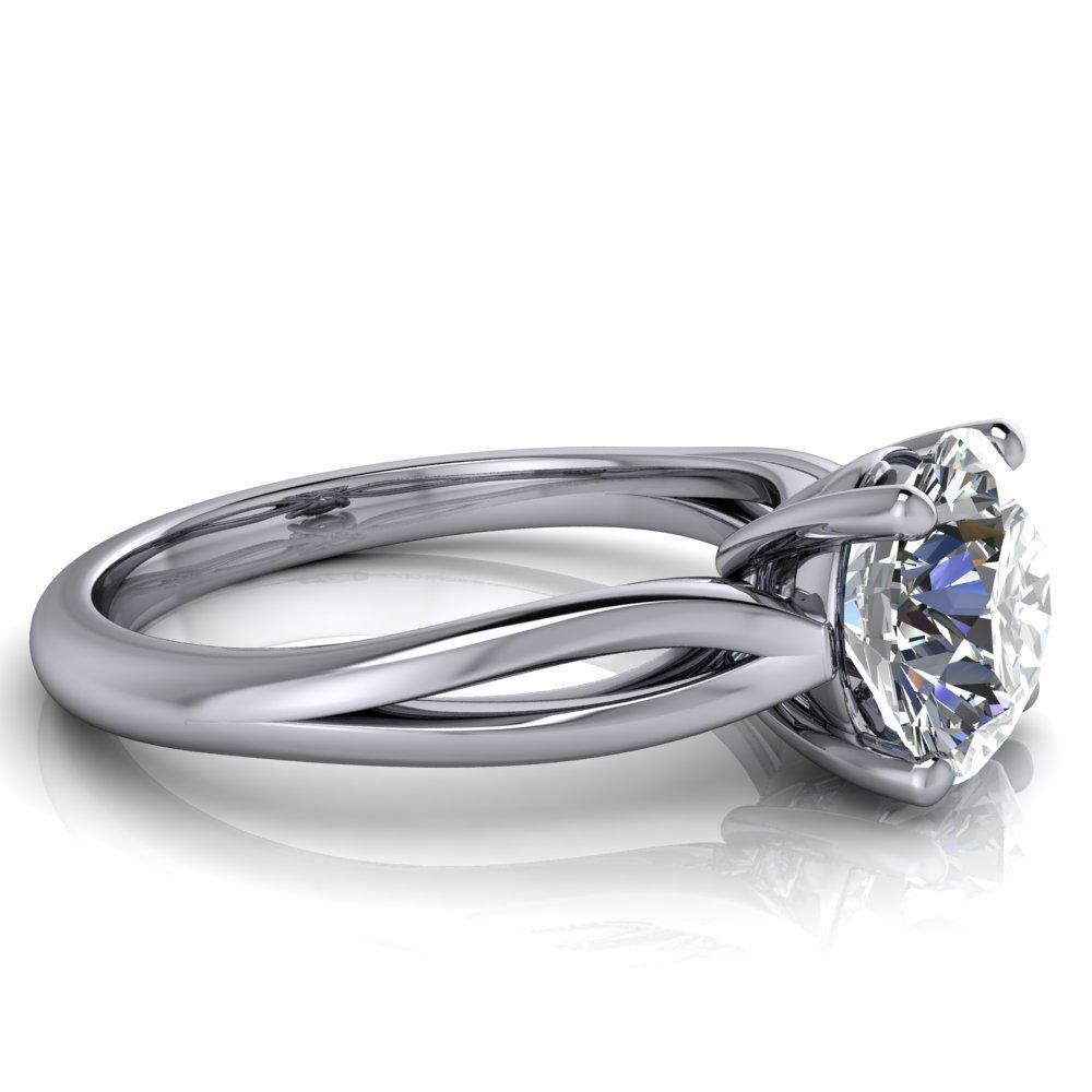 Maxwell Round Moissanite 4 Prong Split Shank Engagement Ring-Custom-Made Jewelry-Fire & Brilliance ®