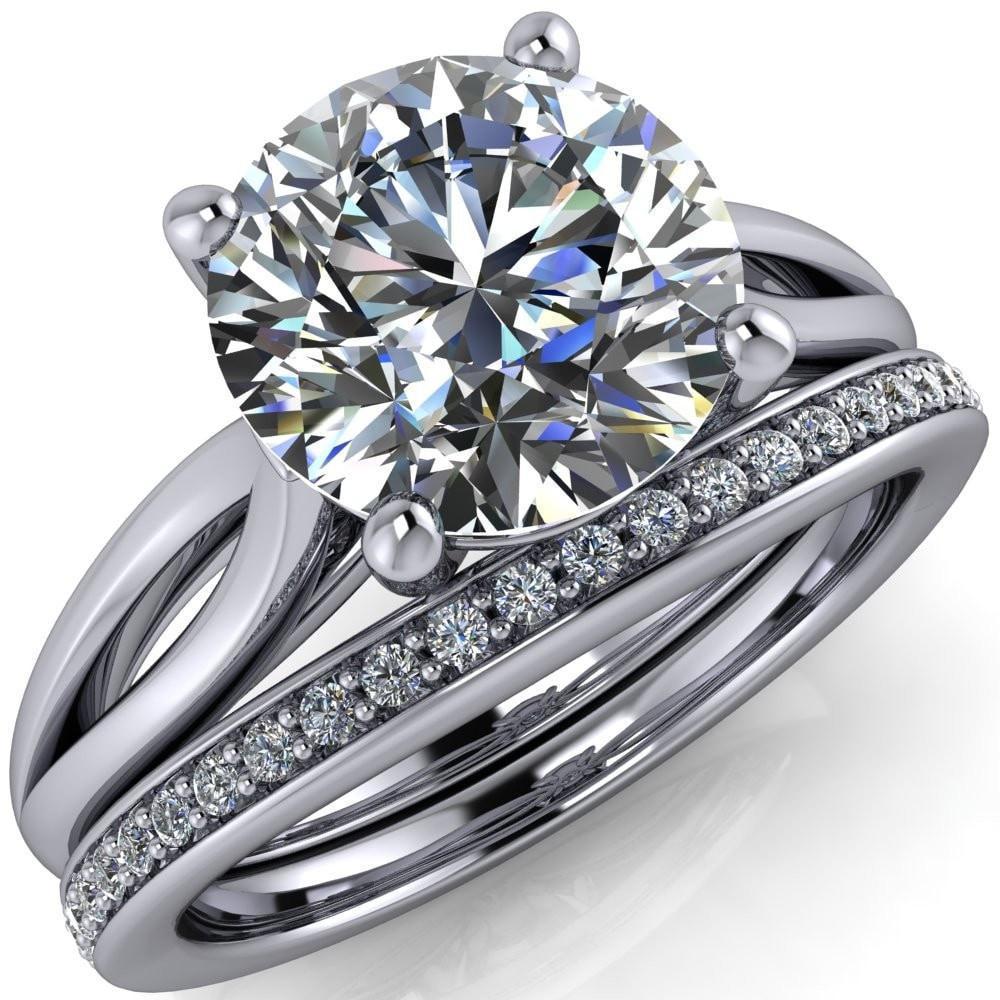 Maxwell Round Moissanite 4 Prong Split Shank Engagement Ring-Custom-Made Jewelry-Fire & Brilliance ®