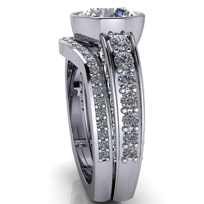 Maya Round Moissanite Juliette Bezel Set 6 Sides Diamond Prong Set Design Engagement Ring-Custom-Made Jewelry-Fire & Brilliance ®