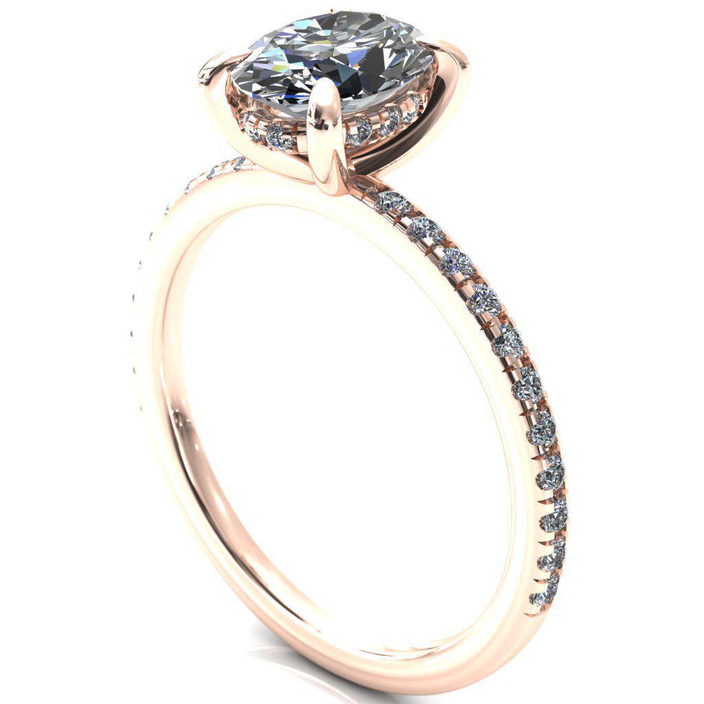 Mayeli Oval Moissanite 4 Claw Prong Micro Pave Diamond Sides Engagement Ring-Custom-Made Jewelry-Fire & Brilliance ®
