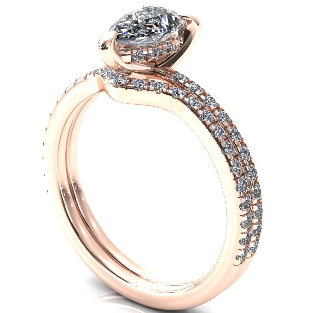 Mayeli Pear Moissanite 3 Claw Prong Micro Pave Diamond Sides Engagement Ring-Custom-Made Jewelry-Fire & Brilliance ®