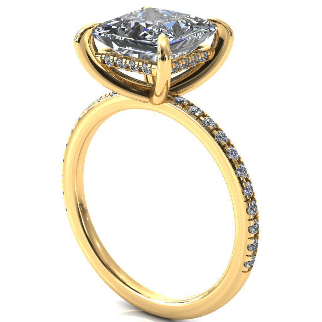 Mayeli Princess/Square Moissanite 4 Claw Prong Micro Pave Diamond Sides Engagement Ring-Custom-Made Jewelry-Fire & Brilliance ®