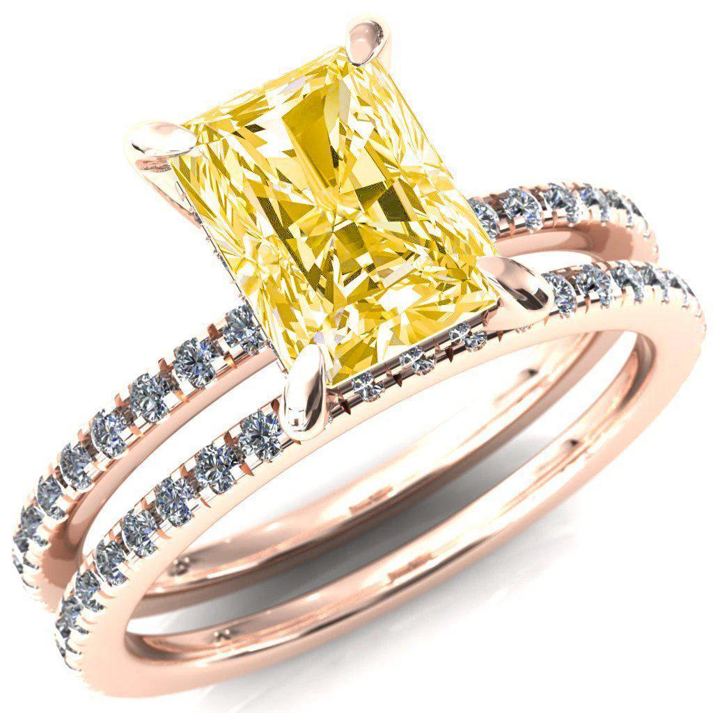 Mayeli Radiant Canary Yellow 4 Claw Prong Micro Pave Diamond Sides Engagement Ring-FIRE & BRILLIANCE