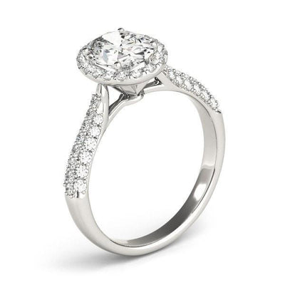 Meadow Oval Moissanite Micro Pave Shank Halo Engagement Ring-Custom-Made Jewelry-Fire & Brilliance ®