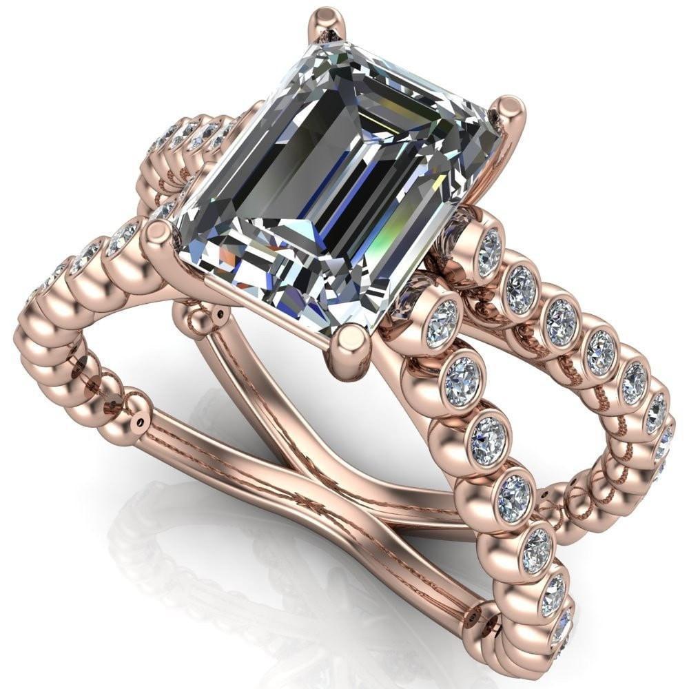 Medusa Emerald Moissanite 4 Prong Engagement Ring-Custom-Made Jewelry-Fire & Brilliance ®