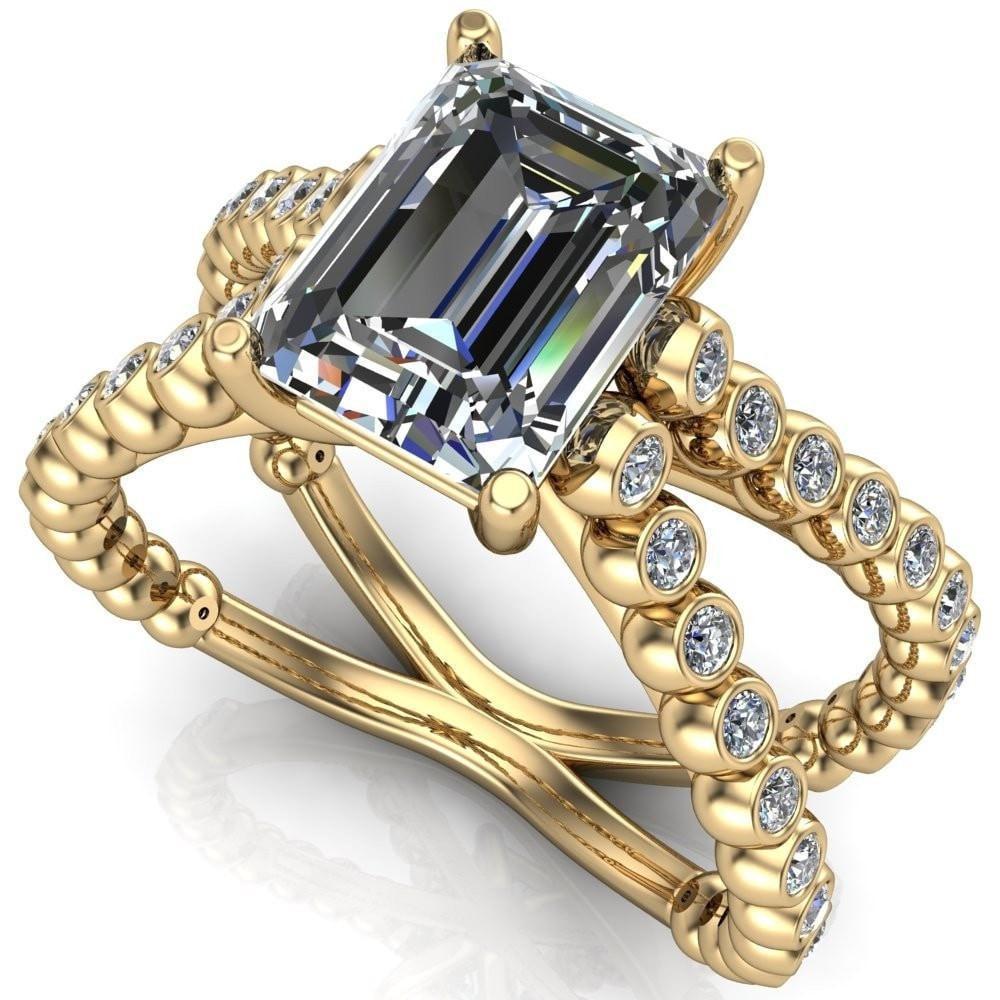 Medusa Emerald Moissanite 4 Prong Engagement Ring-Custom-Made Jewelry-Fire & Brilliance ®