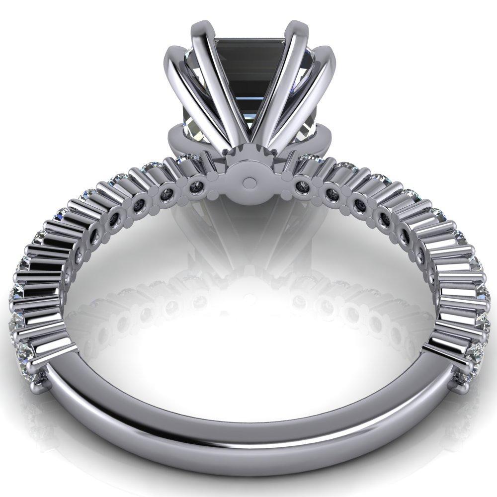 Melina Asscher Moissanite 8 Prong Shared Prong Shank Engagement Ring-Custom-Made Jewelry-Fire & Brilliance ®
