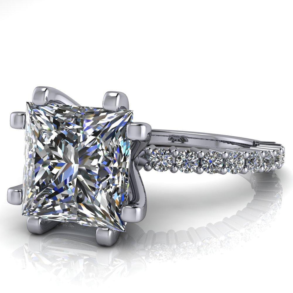 Melina Princess/Square Moissanite 8 Prong Shared Prong Shank Engagement Ring-Custom-Made Jewelry-Fire & Brilliance ®