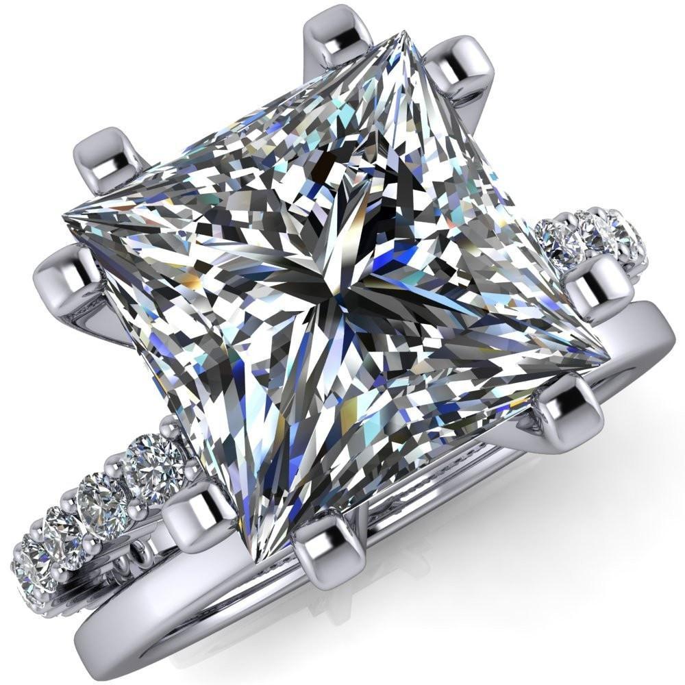 Melina Princess/Square Moissanite 8 Prong Shared Prong Shank Engagement Ring-Custom-Made Jewelry-Fire & Brilliance ®