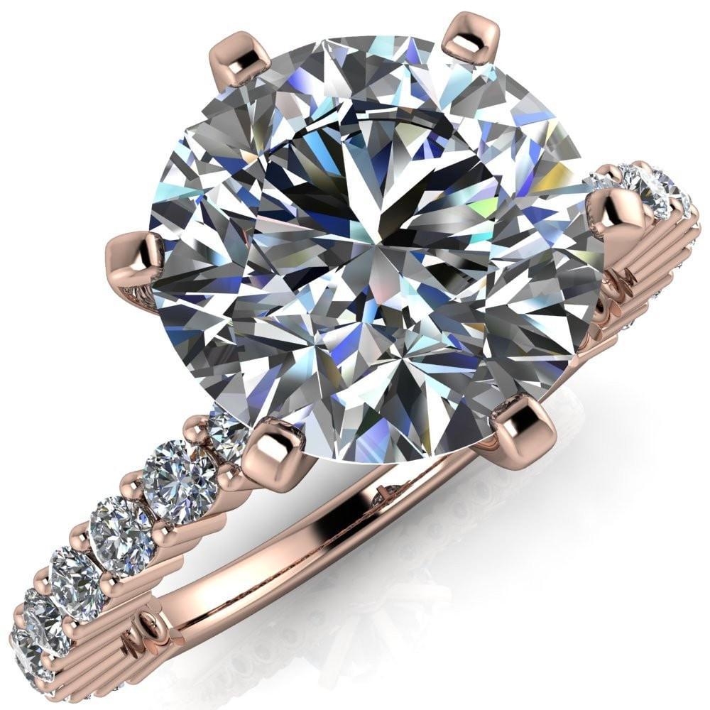 Melina Round Moissanite 6 Prong Shared Prong Shank Engagement Ring-Custom-Made Jewelry-Fire & Brilliance ®