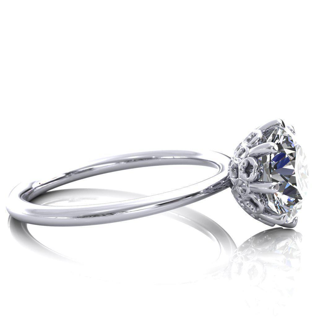 Melting Snowflakes Round Moissanite Engagement Ring-Custom-Made Jewelry-Fire & Brilliance ®