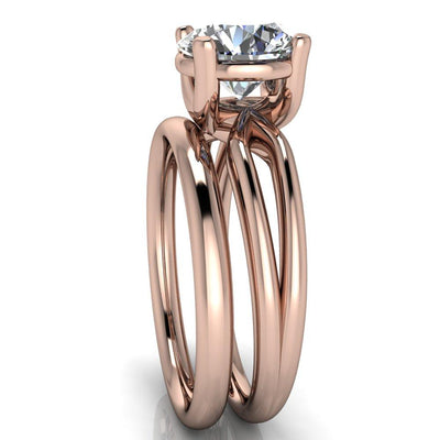 Merci Round Moissanite 4 Prong Split Shank Ring-Custom-Made Jewelry-Fire & Brilliance ®