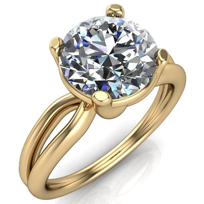 Merci Round Moissanite 4 Prong Split Shank Ring-Custom-Made Jewelry-Fire & Brilliance ®