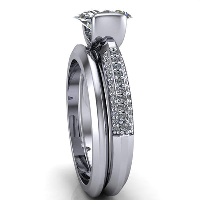 Meryl Oval Moissanite Diamond Shoulder Half Eternity Ring-Custom-Made Jewelry-Fire & Brilliance ®