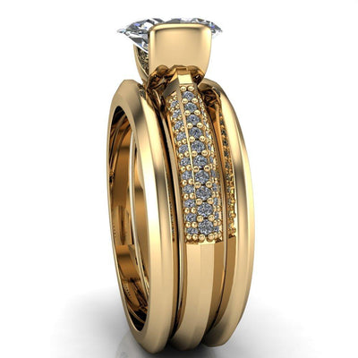 Meryl Oval Moissanite Diamond Shoulder Half Eternity Ring-Custom-Made Jewelry-Fire & Brilliance ®