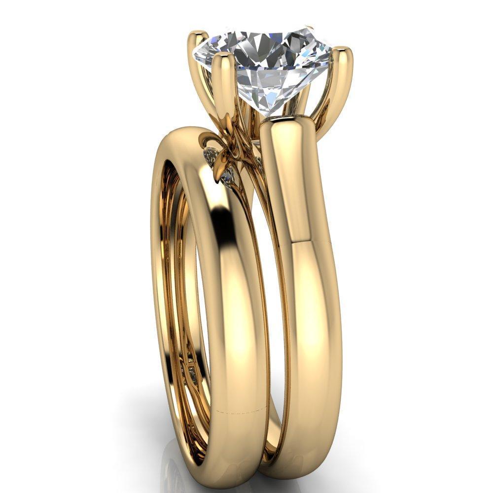 Mila Round Moissanite Kite Set Split Bridge Cathedral Ring-Custom-Made Jewelry-Fire & Brilliance ®