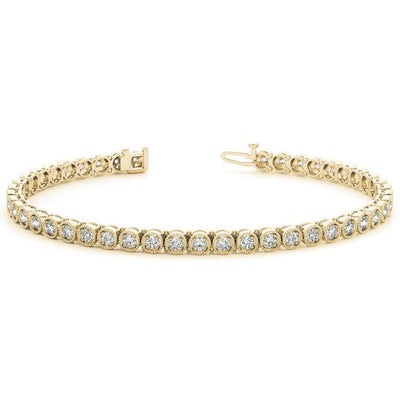 Milgrain Bezel Tennis Moissanite or Diamond Bracelet-Custom-Made Jewelry-Fire & Brilliance ®