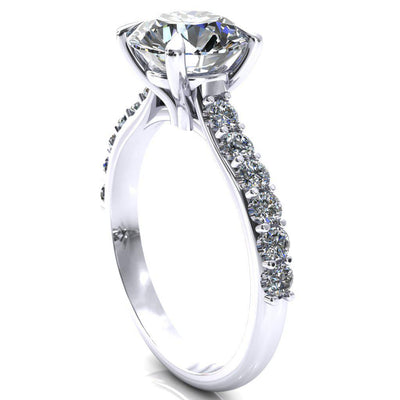 Mimi Round Moissanite 4 Claw Prong 1/2 Infinity Diamond Accent Ring Engagement Ring-FIRE & BRILLIANCE